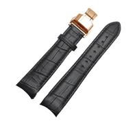 NRERDMT Correa de repuesto for reloj Tissot Omega Breitling con cierre de mariposa, piel de becerro, color marrón y negro.(Black-black-Rose,23mm)