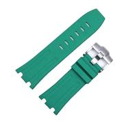 NRERDMT Correa de silicona compatible con Audemars y Piguet Royal Oak original AP 15710 26470, correa deportiva de 28 mm, accesorios for correas de reloj.(Green-silver)