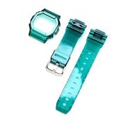 NRERDMT Correa protectora for reloj Compatible con Casio G-Shock DW-5600 DW-5000 GW-M5610 GLX-5600 Pulsera de silicona de caucho transparente(Blue green,5610 series)