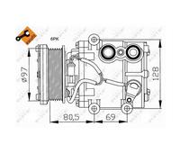 NRF 32401 Compresor Aire Acondicionado para Ford Cougar Fiesta IV V Fusión Ka