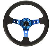 NRG innovaciones rst-006bl reforzado volante (350 mm Sport Volante (3 cm de profundidad) - azul spokewith con agujeros redondos/negro piel)