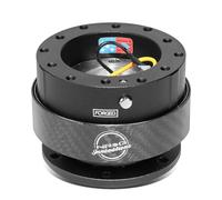 NRG Innovations Kit de liberación rápida de volante Gen 2.0, cuerpo negro, anillo de fibra de carbono negro, patrón de pernos 6 x 70 mm y 6 x 74 mm, NRG-SRK-200CF