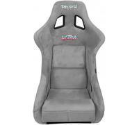NRG Innovations NRG-FRP-302GY-ULTRA - Asiento de carreras con respaldo fijo universal con adaptadores de montaje lateral para arneses de 6 puntos, tamaño L, funda de asiento gris