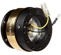 NRG Innovations NRG-SRK-200BK-CG Gen 2.0 Kit de liberación rápida para volante, patrón de pernos de 6 x 70 mm y 6 x 74 mm, cuerpo negro, anillo dorado cromado