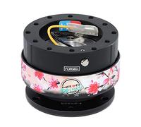 NRG Innovations NRG-SRK-200BK-SAK Gen 2.0 Adaptador de liberación rápida para volante, 6 orificios con tornillos de fijación, liberación rápida, cuerpo negro/anillo Sakura con prisma Collab