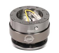 NRG Innovations NRG-SRK-200GM Adaptador de liberación rápida para volante Gen 2.0 de 6 agujeros con pernos de montaje, cuerpo gris metálico/anillo de titanio cromado