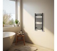 NRG Radiador de baño con diseño curvado, 800 x 400 mm, color negro