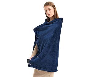 Nrkin Manta eléctrica por USB, manta calefactora inalámbrica, 15,1 x 91,5 cm, manta cálida lavable para toda la temporada, suave y ligera para la oficina en casa