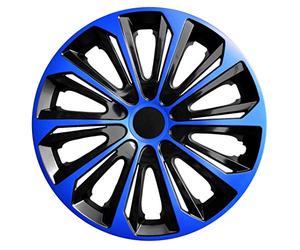 NRM línea Strong Duocolour - Tapacubos universales. Juego de 4 tapacubos. (Negro y azul, 15")