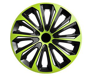 NRM línea Strong Duocolour - Tapacubos universales. Juego de 4 tapacubos. (Negro y verde, 15")
