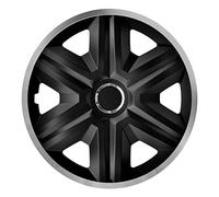 NRM Llanta Universal de 15 Pulgadas de plástico ABS | con Anillo de fijación de Acero Push Fit Embellecedor para Llantas de Acero | 1 Pieza (Negro, Fast Lux)