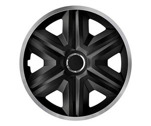 NRM Llanta Universal de 15 Pulgadas de plástico ABS | con Anillo de fijación de Acero Push Fit Embellecedor para Llantas de Acero | 1 Pieza (Negro, Fast Lux)