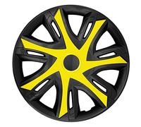 NRM N-Power Tapacubos para Llantas de Acero Embellecedores de Rueda Bicolor Juego de 4 para Vehículo KFZ Plástico ABS (Amarillo/Negro, 14")