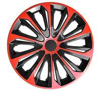 NRM Strong Duocolour - Tapacubos universales, juego de 4 tapacubos, 16 pulgadas, negro y rojo