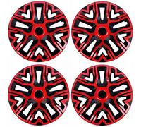 NRM The Best - Tapacubos bicolor rojo/negro, 16 pulgadas, para llantas de acero, set de 4 piezas, color: Rojo/Negro