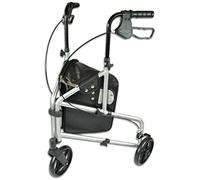 NRS Healthcare Rollator con ruedas ajustable 3 de aluminio compacto de la altura ligera con el bolso, plata, medio