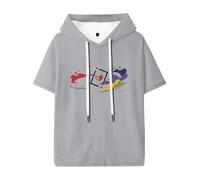 NRSMGTWS Grian Space and Hearts - Camiseta unisex de manga corta con capucha, ropa casual de moda, gris, XXL