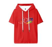 NRSMGTWS Grian Space and Hearts - Camiseta unisex de manga corta con capucha, ropa casual de moda, rosso, XXS