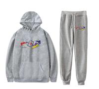 NRSMGTWS Grian Space and Hearts - Conjunto de dos piezas con capucha y pantalones deportivos de manga larga para mujer y hombre, gris, M