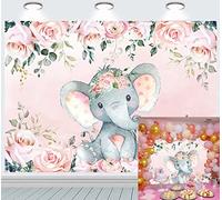 NRUI Elefante Rosa Fotografía de Fondo Lindo Elefante Baby Shower Floral Telones de Fondo Elefante de cumpleaños para la decoración de la Muchacha 2,1 x 1,5 m