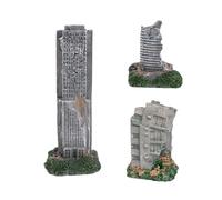 NRVTRE 3 Piezas realistas dañados Modelo de construcción Accesorios para peceras Decoraciones de Paisaje de Resina para peceras Accesorios de Escena ruinas de la Ciudad Decoraciones para peceras