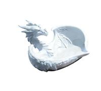 NRVTRE Bandeja de baratijas con de dragón, Placa de Captura Blanca en 3D para Joyas y pequeños Accesorios, Almacenamiento Decorativo para aparador, Escritorio, Estante y encimera