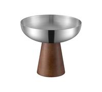 NRVTRE de postre de acero inoxidable con base de madera, elegante cuenco para helado de tallo, ideal para reuniones familiares, comida aire, taza de postre
