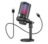 NRVTRE Micrófono USB LED Mejorado para transmisores de Juegos, presentadores de podcasts con Sonido Claro y fácil instalación, micrófono de Regalo para Reproductor