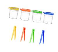 NRVTRE Nature Viewer Set de 4 Unidades con Tapas de Lentes y Pinzas, Vasos de observación Transparentes para exploración Aire, Estudio de la Naturaleza en y Aprendizaje Familiar, Vasos de de