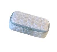 NRVTRE Organizador de lápices rectangular con carcasa acolchada | Cremallera con doble corazón, bolsa escolar con estampado de puntos para bolígrafos, borradores y herramientas de