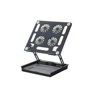 NRVTRE Soporte para portátil con potente ventilador de refrigeración y diseño, incluye práctico espacio de almacenamiento para accesorios, soporte de escritorio para laptop con almacenamiento