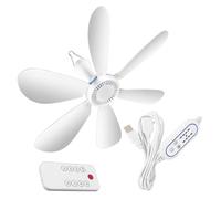 NRVTRE Ventilador de techo USB con control remoto plegable para habitaciones pequeñas, dormitorios, estaciones de trabajo, ventilador de techo USB