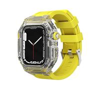 NRYCR Nuevo 44 mm 45 mm 41 mm 40 mm funda transparente de lujo fluororubber correa para Apple Watch Series 8/7 iWatch SE 6 5 4 Sports Rubber Band Mod Kit, 44mm, Agate