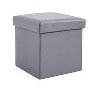 NS GREATOYAR Puff Taburete Plegable de Almacenamiento, Banco Otomano Asiento, Mesas Plegables Pequeñas, Caja Almacenaje Juguetes, Muebles Auxiliares, Dormitorio Mesa Baja, PVC, 31 x 31 x 31 cm, Gris