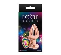 Ns Novelties Rear Assets Anal Plug Rose Gold Heart Rainbow M