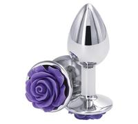 Ns Novelties Rear Assets Rose Anal Plug Purple Small