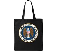 NSA National Security Agency - Bolsa de algodón ecológico natural con dispositivo monitoreado, color negro, Black, Talla única