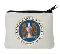 NSA National Security Agency - Monedero de neopreno con águila de los Estados Unidos de América, 10 x 11 cm, color blanco, White, Talla única
