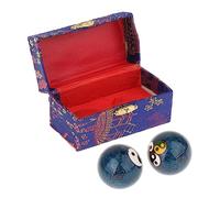 Nsaroche 2 Pelotas de Masaje Chinas para Ejercicios con Caja de Almacenamiento, Reutilizables, Suaves, Ideales para Aliviar La Rigidez. Pelotas Chinas Baoding, chisme Azul