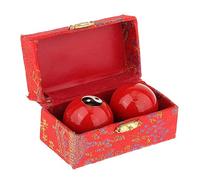 Nsaroche 2 Pelotas de Masaje Chinas para Ejercicios con Caja de Almacenamiento, Reutilizables, Suaves, Ideales para Aliviar La Rigidez. Pelotas Chinas Baoding, chisme Rojo
