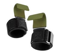 Nsaroche 2 Piezas Ganchos para Levantamiento de Pesas con Soporte de Muñeca Acolchado Gancho Metálico Material Nylon Portátil Adecuado para Rutina Fu, Verde