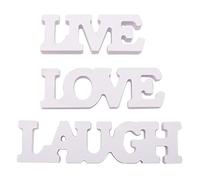 Nsaroche 3 Piezas de Letreros de Madera Blanca para Decoración de Pared Y Puerta: RÍE, VIVE, AMA.