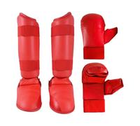Nsaroche Conjunto de Equipamiento para Sparring de Taekwondo: Guantes de Karate, Guantes de Boxeo, Espinilleras, Guantes para Saco de Boxeo Y Ejerc, Rojo, L