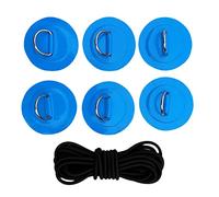 Nsaroche Kit de Montaje para Cubierta de Tabla de Paddle Surf, Cuerda Elástica Negra de 5 M, 6 Parches de Anilla en D de Acero Inoxidable (5 Colores a Elegir), Azul