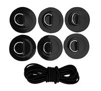 Nsaroche Kit de Montaje para Cubierta de Tabla de Paddle Surf, Cuerda Elástica Negra de 5 M, 6 Parches de Anilla en D de Acero Inoxidable (5 Colores a Elegir), Negro