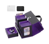 Nscdd Elegante caja de almacenamiento de tarjetas minimalistas, impermeable, de piel sintética, con asa portátil, organizadores de gran capacidad para tarjetas de juego, organizadores portátiles