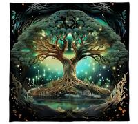 Nscdd Mantel de árbol de la vida, tarots, cartas, altares, tela, astrología, adivinaciones, cuadrado, tapiz, decoración del hogar, árboles de la vida, tarots, tarjetas, espiritual, mantel