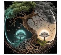 Nscdd Mantel de árbol de la vida, tarots, cartas, altares, tela, astrología, adivinaciones, cuadrado, tapiz, decoración del hogar, árboles de la vida, tarots, tarjetas, espiritual, mantel