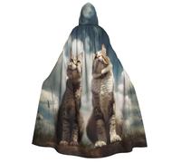 NSDdefAWCGT Capa de 59 pulgadas con capucha para hombres y mujeres, gato de pie bajo el cielo azul, capa con capucha, unisex, disfraz de Halloween, bruja, vampiro, cosplay
