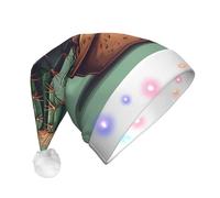 NSDdefAWCGT Gorro de Navidad dibujado a mano con diseño botánico de Papá Noel para adultos, unisex, gorro de Navidad para fiesta festiva de Año Nuevo